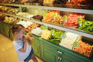 counter with candied fruits and nuts in Turkey