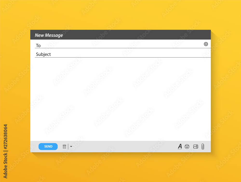 Poster blank template internet mail frame interface for mail message. blank email message window template. 