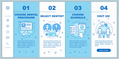 Dental clinic appointment onboarding mobile web pages vector template