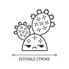 Prickly pear cactus cute kawaii linear character