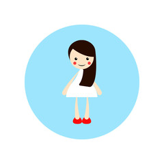 Girl, long hair illustration, flat animated cartoon illustration