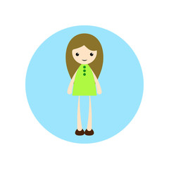 Girl, long hair illustration, flat animated cartoon illustration