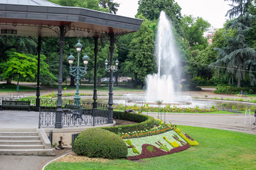 Beautiful park and fountain in France Toulouse