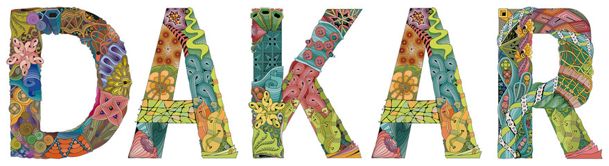 Capital of Senegal city Dakar. Vector decorative zentangle object for decoration