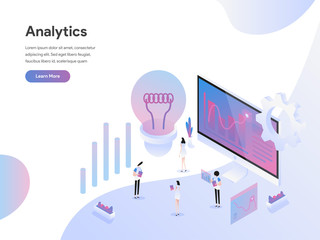 Landing page template of Data Analysis Isometric Illustration Concept. Isometric flat design concept of web page design for website and mobile website.Vector illustration