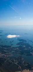 Finland from the plane beautiful blue landscape