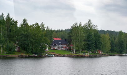 Rainy landscape of Kuopio Finland on Summer beautiful nature