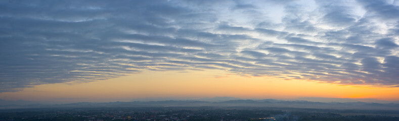 Beautiful panoramic sunset sky background