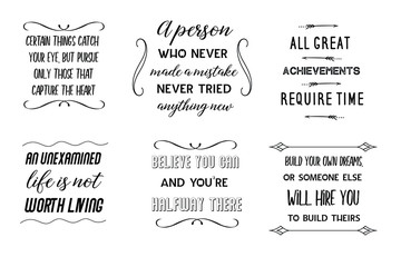 Set of Calligraphy sayings for print. Vector Quotes about business and success