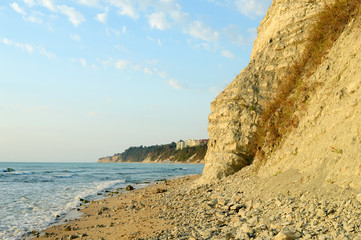landscape overlooking the sea and cliffs,beach of the Bulgarian resort town of Byala
