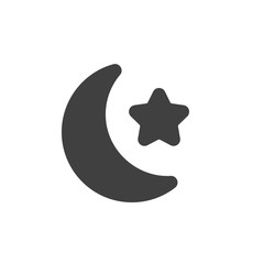 Moon and star vector icon. filled flat sign for mobile concept and web design. Night moon glyph icon. Symbol, logo illustration. Vector graphics