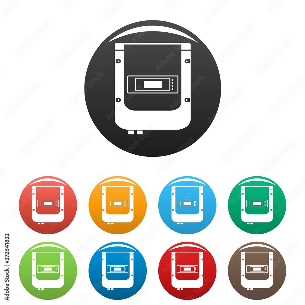 Poster electric counter icons set 9 color vector isolated on white for any design