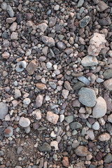 Detail of a path of pebbles and rocks. This country trail is ideal for texture and pattern of roads.