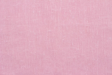 Pink linen pastel fabric, background or texture, closeup, top view, horizontal