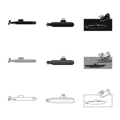 Isolated object of war  and ship logo. Set of war  and fleet stock vector illustration.