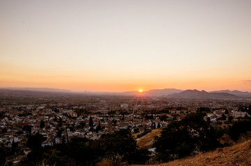 Fototapeta na wymiar Sunset view from Mirador de San Miguel, Granada, Spain