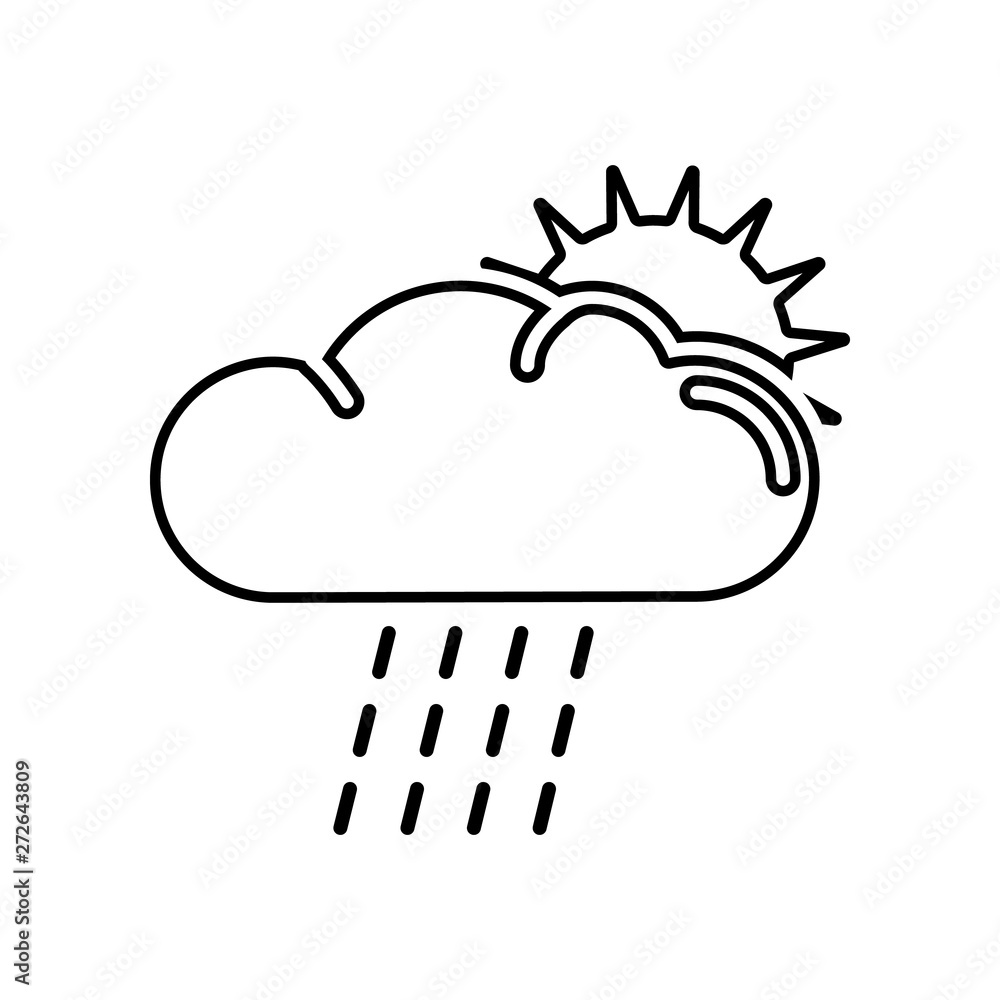 Aufkleber sun behind the cloud with rain icon. element of whether for mobile concept and web apps icon. outlin