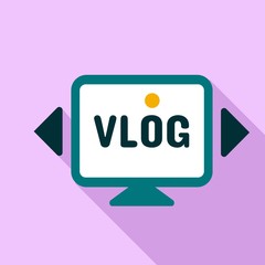 Monitor vlog logo. Flat illustration of monitor vlog vector logo for web design