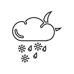 sleet night icon. Element of Whether for mobile concept and web apps icon. Outline, thin line icon for website design and development, app development