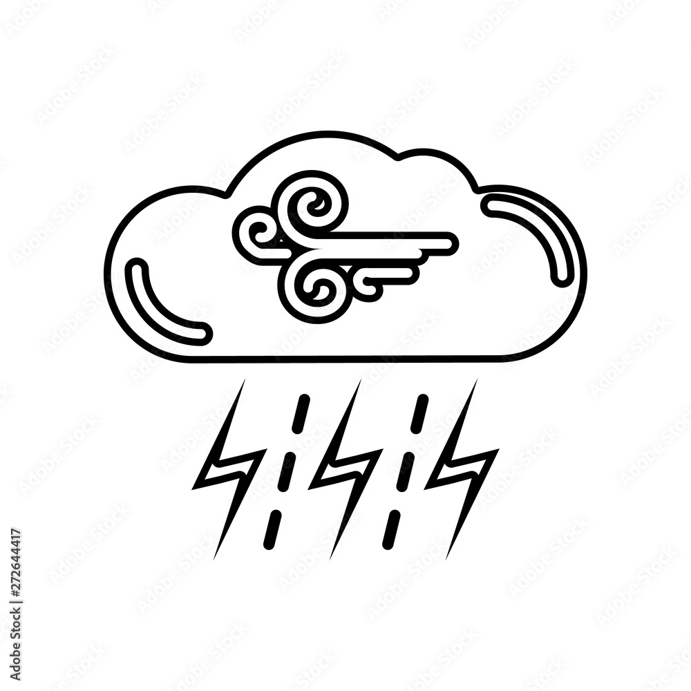 Aufkleber windy and thunderstorm whether icon. element of whether for mobile concept and web apps icon. outlin