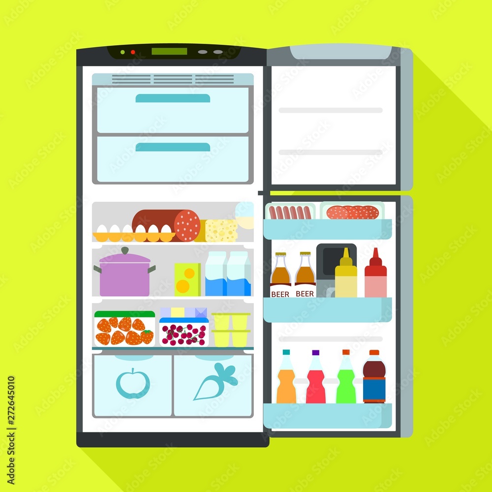 Poster open fridge icon. flat illustration of open fridge vector icon for web design