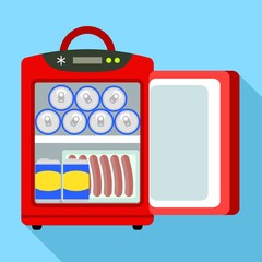 Open hotel fridge icon. Flat illustration of open hotel fridge vector icon for web design