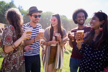 Meeting of the best friends at the music festival