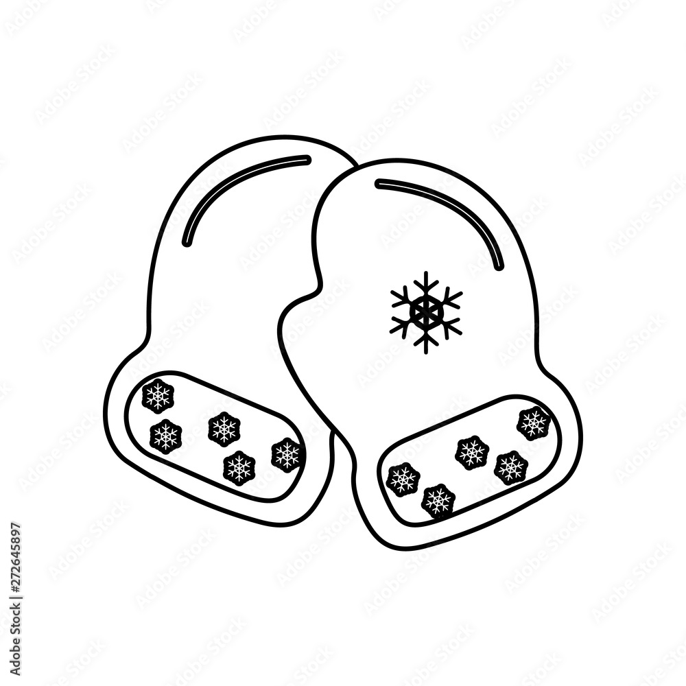 Poster winter mittens with snowflake elemenent icon. element of winter for mobile concept and web apps icon