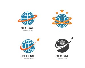 globe,global business,network connected logo icon