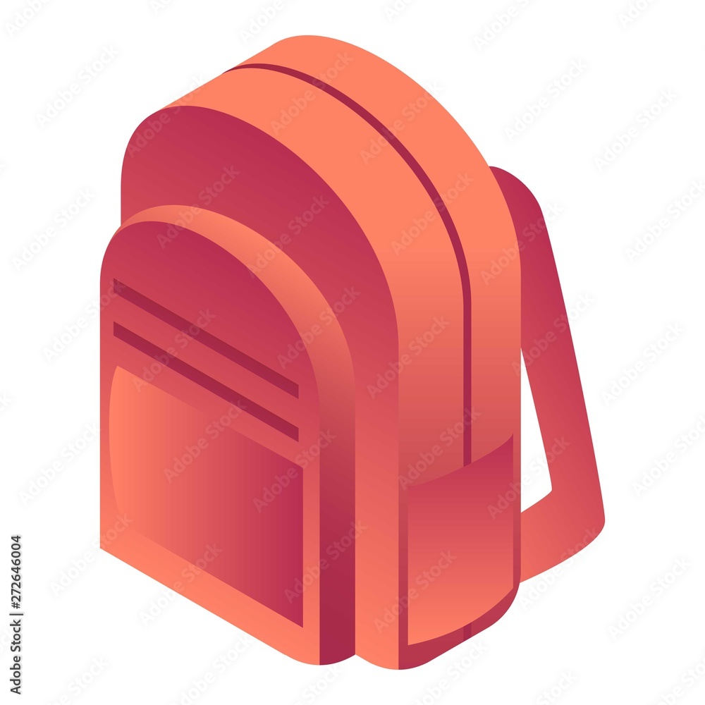 Poster red backpack icon. isometric of red backpack vector icon for web design isolated on white background