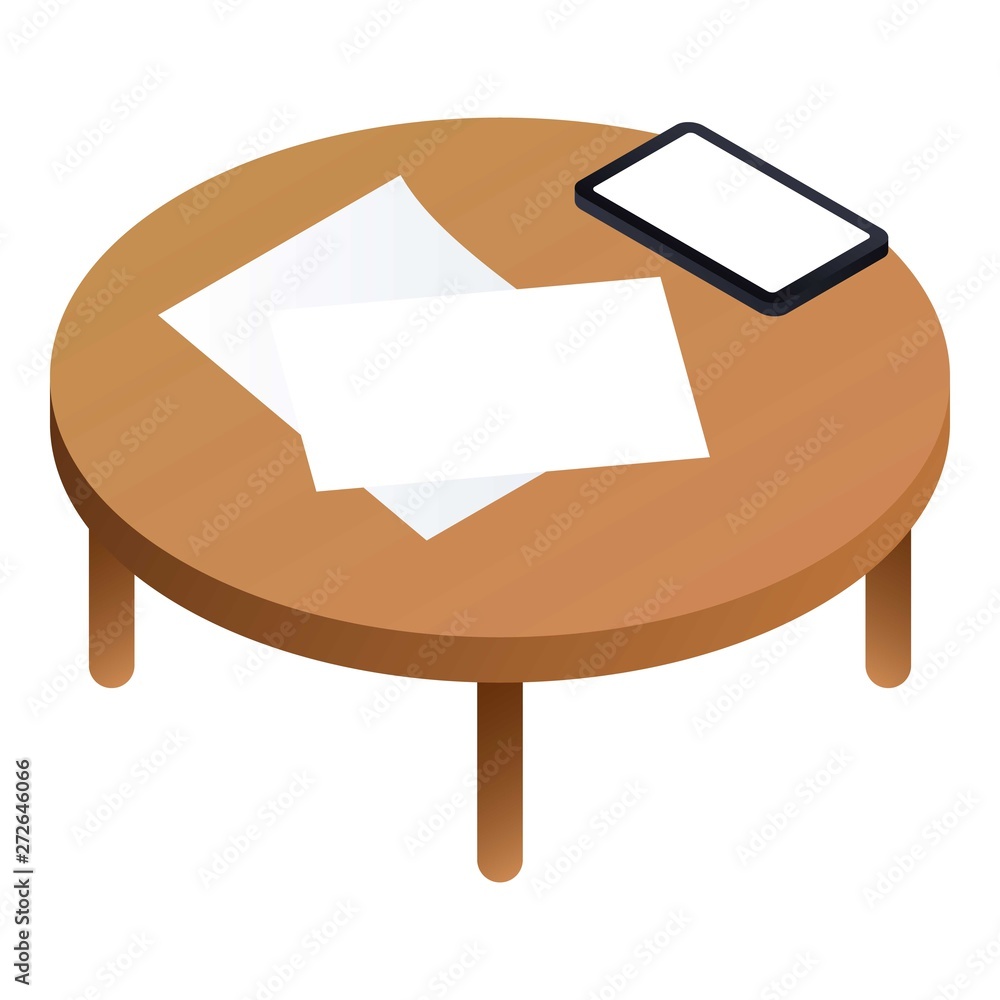 Poster round table icon. isometric of round table vector icon for web design isolated on white background