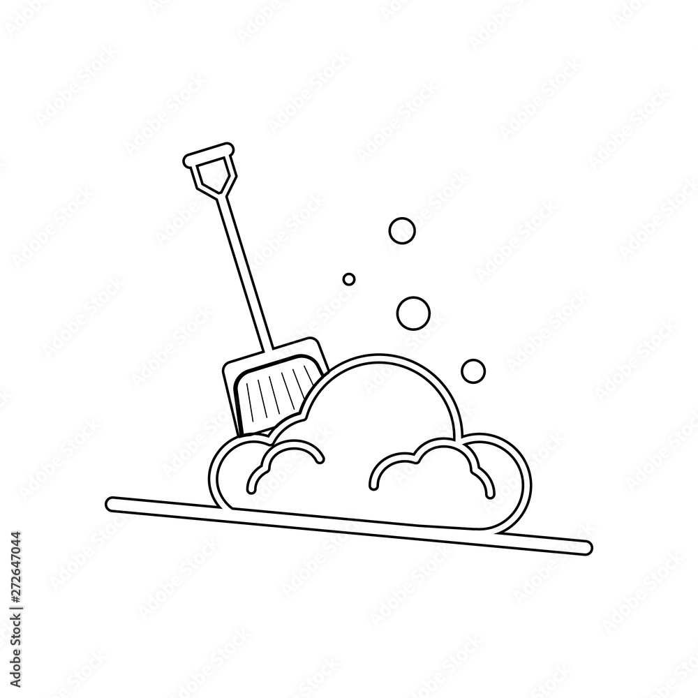 Poster snow shovel icon. element of winter for mobile concept and web apps icon. outline, thin line icon fo