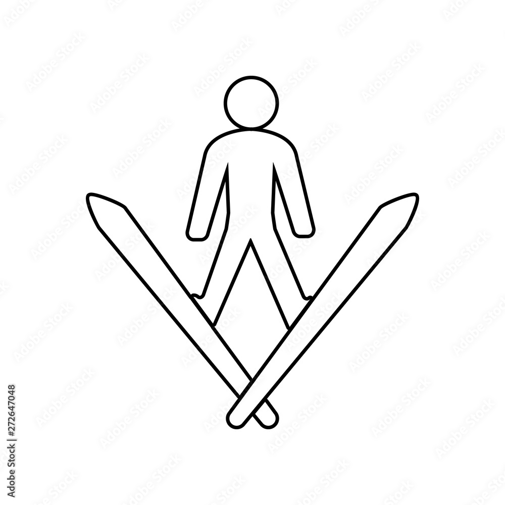 Poster jumping skier silhouette icon. element of winter for mobile concept and web apps icon. outline, thin