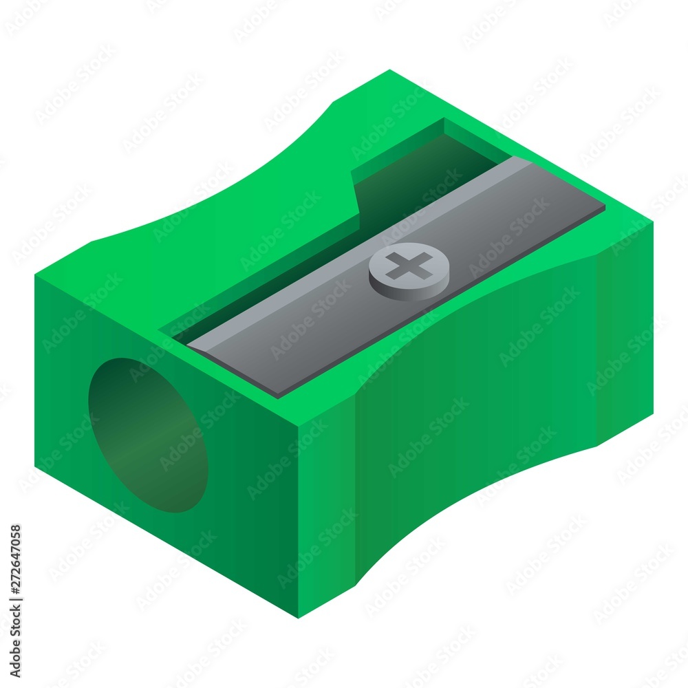 Poster plastic sharpener icon. isometric of plastic sharpener vector icon for web design isolated on white 