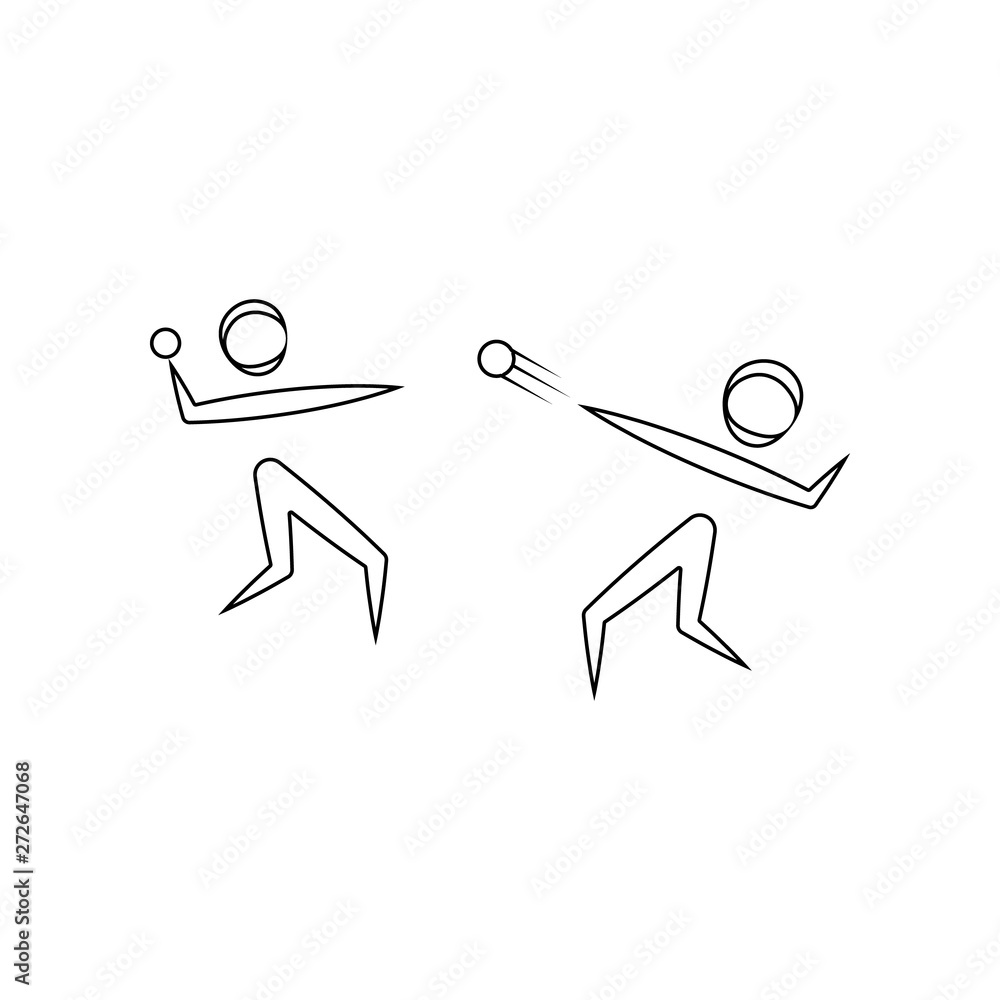 Poster playing snowball fight icon. element of winter for mobile concept and web apps icon. outline, thin l