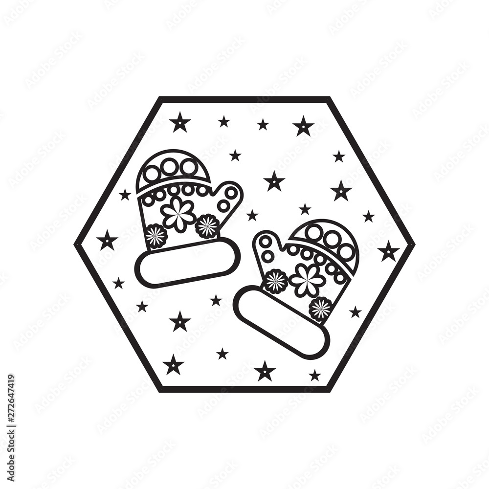 Poster winter mittens icon. element of winter for mobile concept and web apps icon. outline, thin line icon