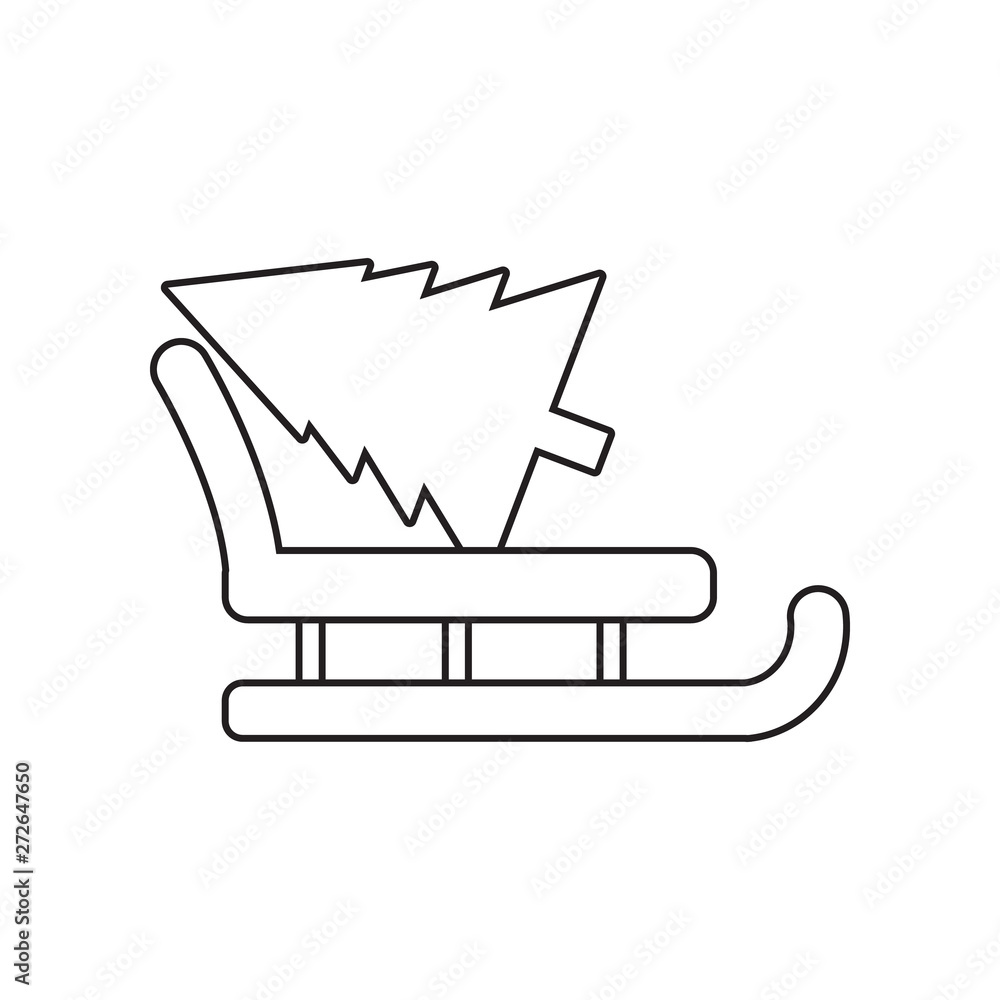 Poster christmas sleigh of santa claus with pine icon. element of winter for mobile concept and web apps ic
