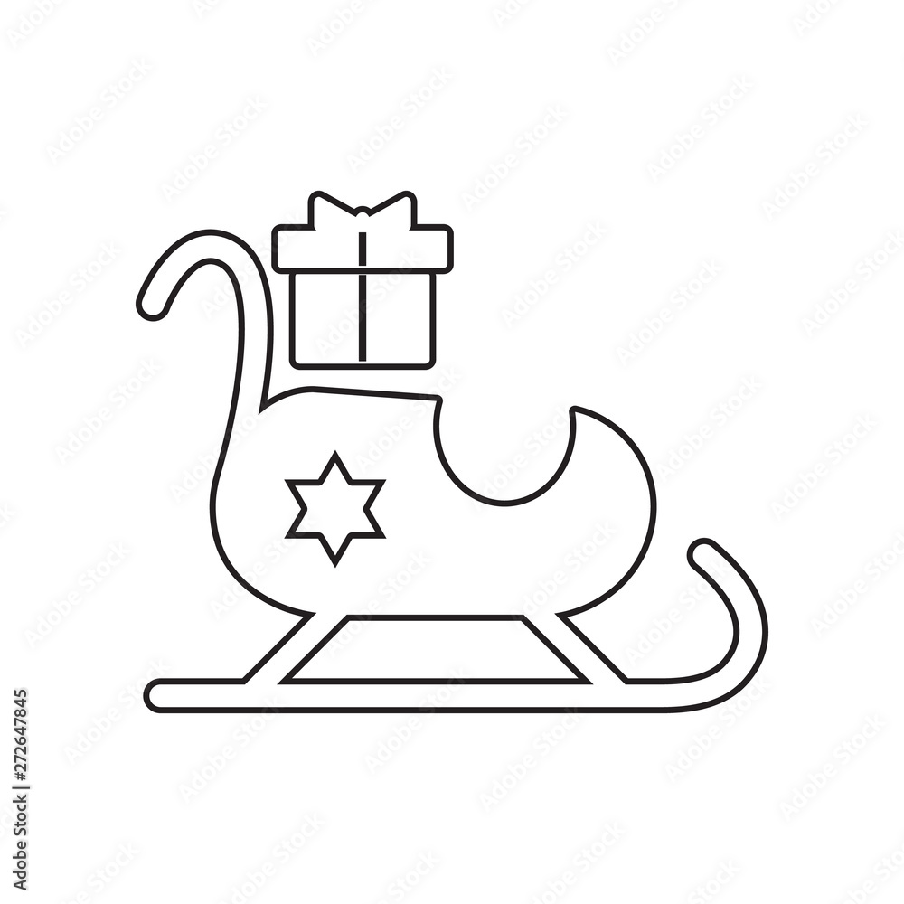 Poster santa claus sleigh with gifts icon. element of winter for mobile concept and web apps icon. outline,