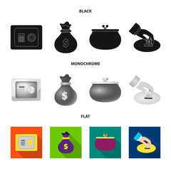 Isolated object of bank and money symbol. Collection of bank and bill stock vector illustration.