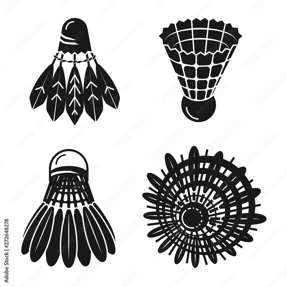 Poster shuttlecock icons set. simple set of shuttlecock vector icons for web design on white background