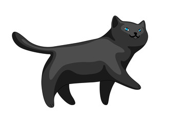 Stylized illustration of cartoon black cat.
