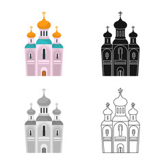 Vector illustration of church and orthodox logo. Collection of church and christmas vector icon for stock.