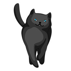 Stylized illustration of cartoon black cat.