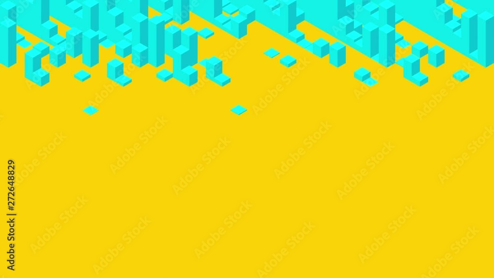 Poster cube box square bar 3d virtual isometric shuffle wave pattern, blockchain technology concept design 