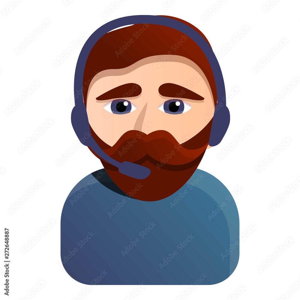 Poster hipster call center worker icon. cartoon of hipster call center worker vector icon for web design is