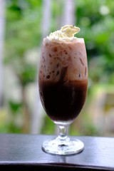 dessert with whipped cream and chocolate