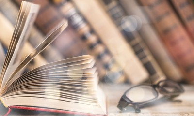 Books on books background.