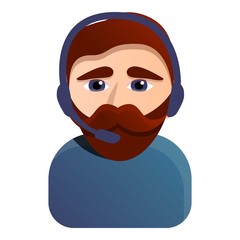 Hipster call center worker icon. Cartoon of hipster call center worker vector icon for web design isolated on white background