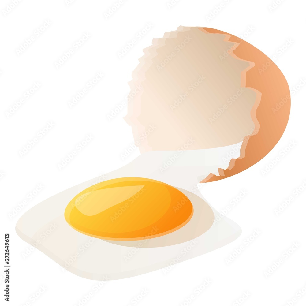 Poster eggshell with yolk icon. cartoon of eggshell with yolk vector icon for web design isolated on white 