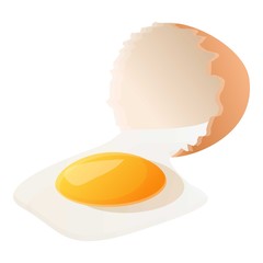 Eggshell with yolk icon. Cartoon of eggshell with yolk vector icon for web design isolated on white background